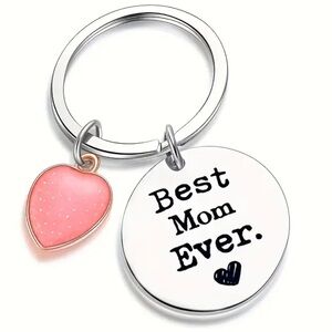 Pink and Silver Sentimental Keychain with Heart Charms